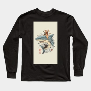 Cat riding a shark Long Sleeve T-Shirt